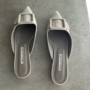 Manolo Blahnik Maysale suede pointed toe flats